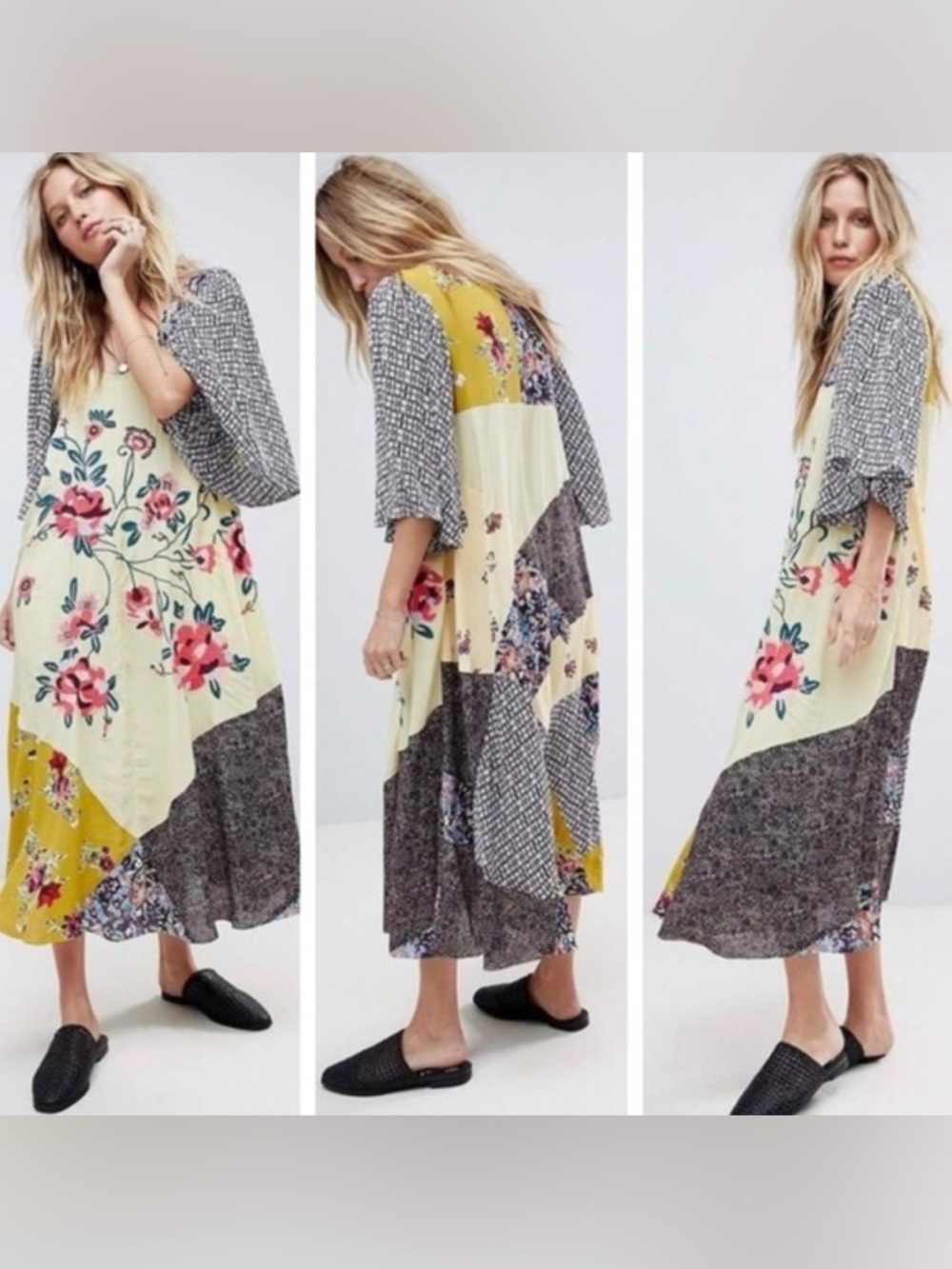 Free People River Market Mixed Print Dress S - Picture 3 of 12